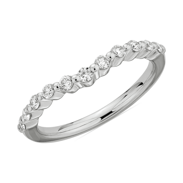 Floating Curved Diamond Wedding Ring in 14k White Gold (1/4 ct. tw.)