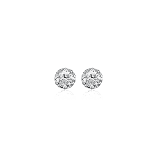 Double Prong Diamond Stud Earrings with Diamond Crown Baskets in 14k White Gold (1 1/8 ct. tw.)