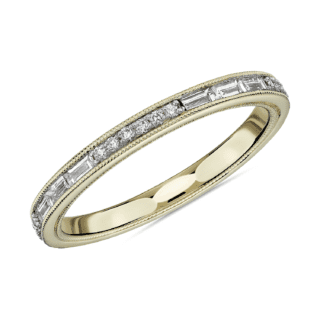 ZAC ZAC POSEN Baguette & Round Diamond Milgrain Edge Eternity Wedding Ring in 14k Yellow Gold (2 mm