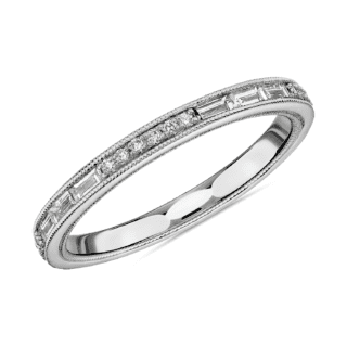 ZAC ZAC POSEN Baguette & Round Diamond Milgrain Edge Eternity Wedding Ring in 14k White Gold (3 mm