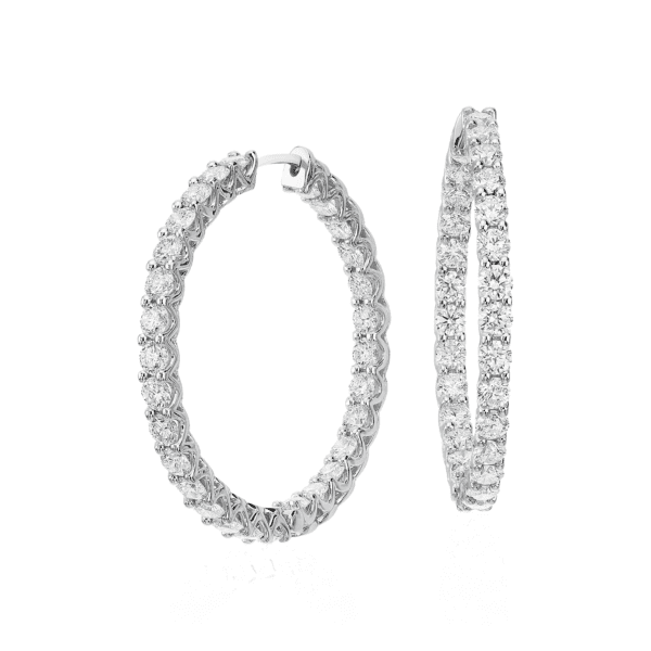 Diamond Eternity Hoop Earrings in 18k White Gold (4 3/4 ct. tw.)