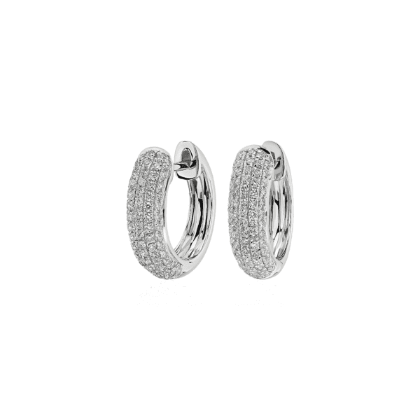 Diamond Rollover Hoop Earrings in 14k White Gold (3/4 ct. tw.)