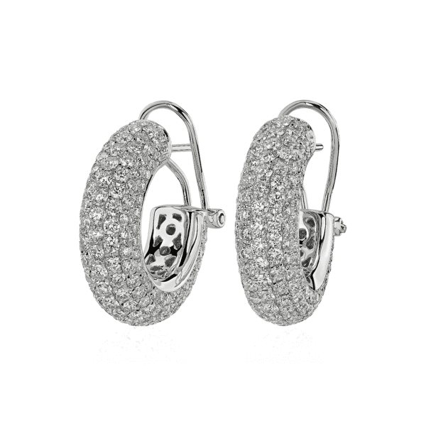 Diamond Rollover Hoop Earrings in 14k White Gold (4 3/4 ct. tw.)