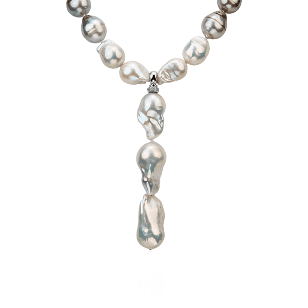 Tahitian and Freshwater Baroque Pearl Necklace With Detachable Lariat