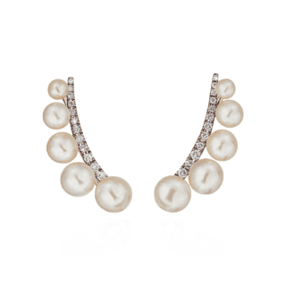 Freshwater Cultured Pearl Climber Earrings in 14k Rose Gold (3-6mm)