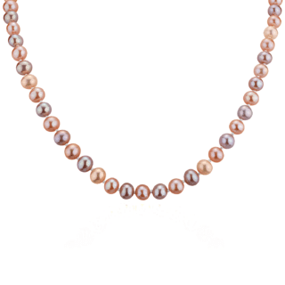 Multicolored Freshwater Cultured Pearl Strand Necklace with Sterling Silver Heart Clasp