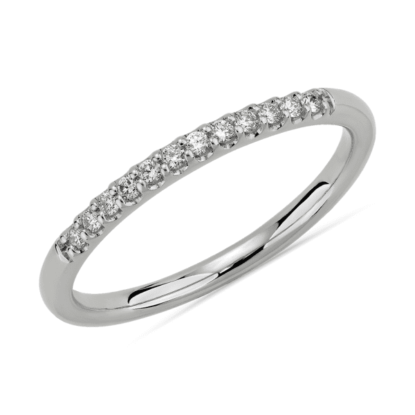 Petite Micropavé Diamond Wedding Ring in 14k White Gold (1/10 ct. tw.)