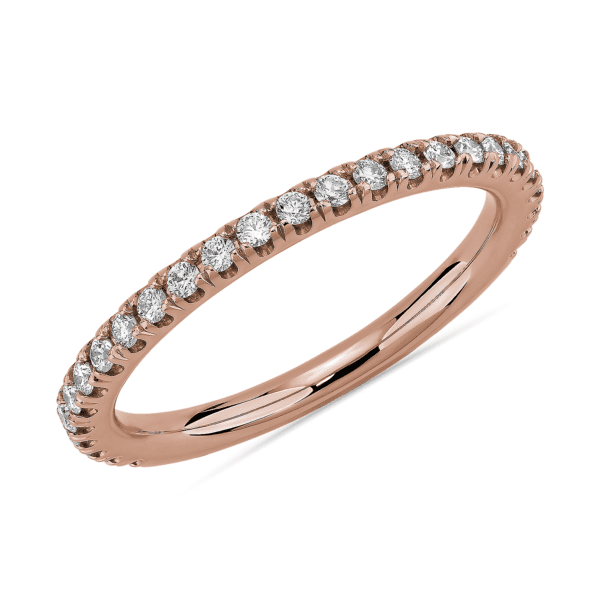 Three Quarter Pavé Diamond Wedding Ring in 14k Rose Gold (1/4 ct. tw.)