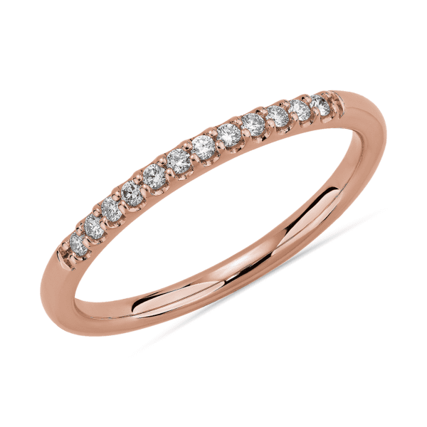 Petite Micropavé Diamond Wedding Ring in 14k Rose Gold (1/10 ct. tw.)