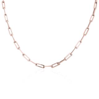 18" Medium Paperclip Necklace in 14k Italian Rose Gold (4 mm)