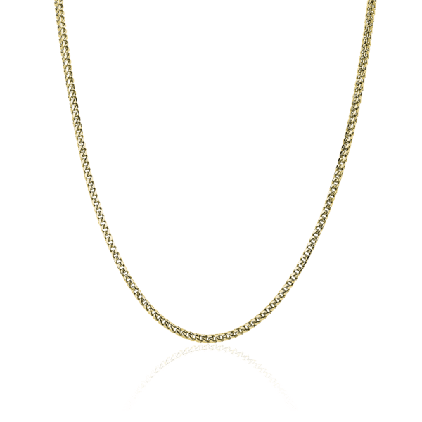 20" Men's Franco Chain Necklace in Solid 14k Yellow Gold (2.4 mm)