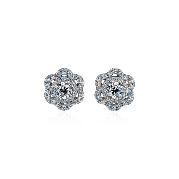 Diamond Flower Fashion Stud Earrings in 14k White Gold (1 ct. tw.)