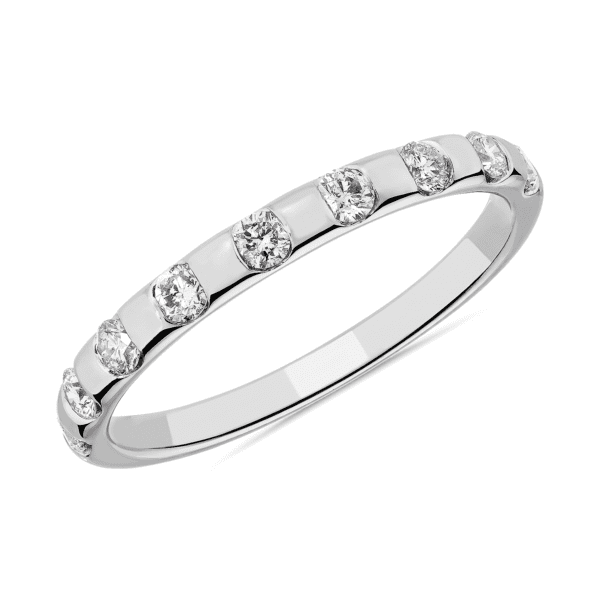 Diamond Inset Stackable Ring in 14k White Gold (1/4 ct. tw.)