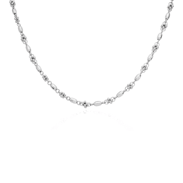 17" Faceted Cluster Necklace in 14k Italian White Gold (3.7 mm)