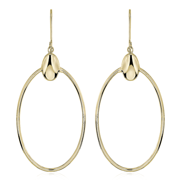 Large Open Oval Drop Earrings in 14k Yellow Gold