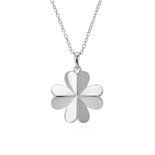 18" Four Leaf Clover Pendant in Sterling Silver (1.15 mm)