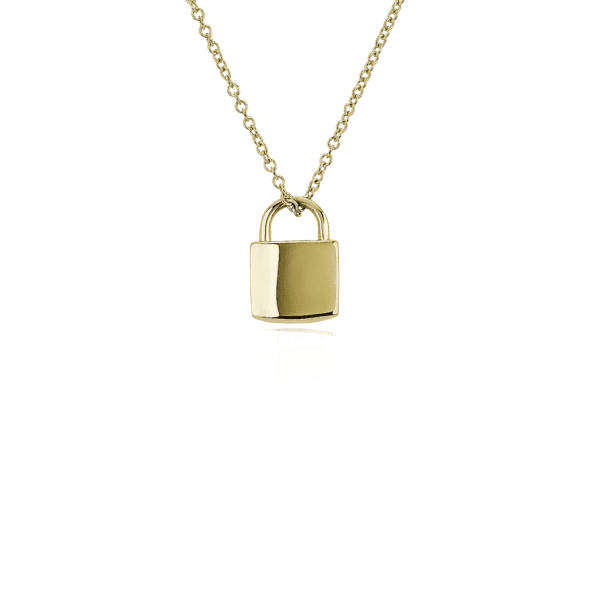18" Lock Necklace in 14k Yellow Gold (1.1 mm)