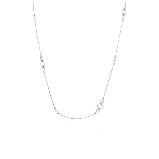 32" Forever Link Moon Cut Station Necklace in 14k White Gold