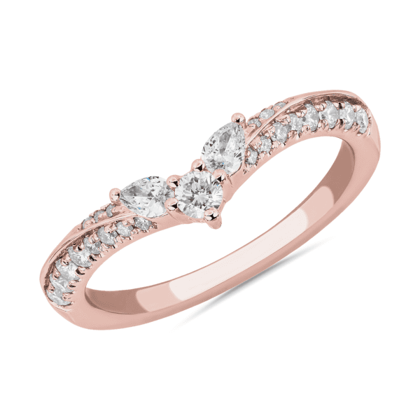 Romantic Winged Pear Diamond Pave Ring in 18k Rose Gold (1/3 ct. tw.)