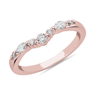 Romantic Round and Marquise Curved Diamond Ring in 18k Rose Gold (1/4 ct. tw.)