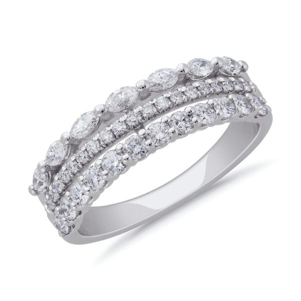 3 Row Stacking Ring in 18k White Gold (3/4 ct. tw.)