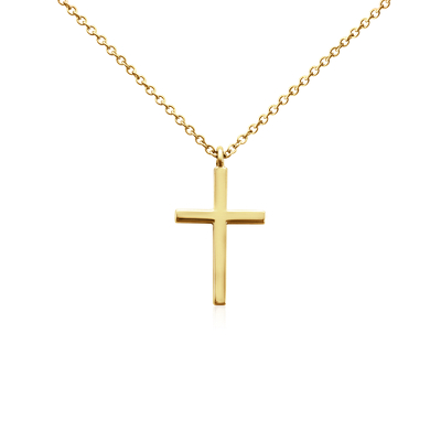 18" Petite Cross Pendant in 14k Yellow Gold