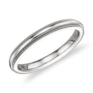 Milgrain Comfort Fit Wedding Ring in Platinum (2.5mm)