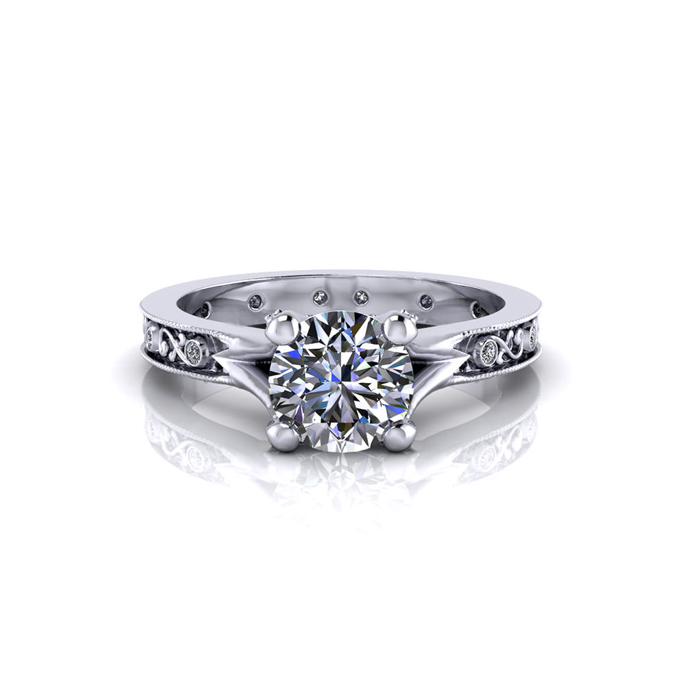 ER513 1 embossed diamond engagement ring H